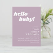 Invitation Baby shower Bonjour simple Dusty Lilac (Debout devant)