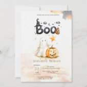 Invitation Baby shower Boo Bow Boo Citrouille de la Chute Cut (Devant)