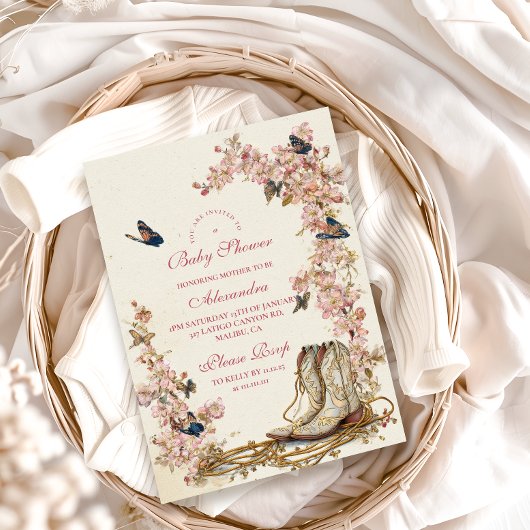 Invitation Baby shower Boots Boots Boho Cowgirl