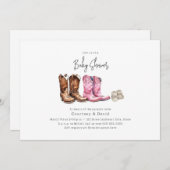 Invitation Baby shower Boots Cowboy (Devant / Derrière)