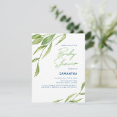 Invitation Baby shower botanique aquarelle (Debout devant)