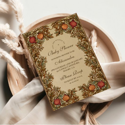 Invitation Baby shower botanique Art nouveau