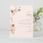 Invitation Baby shower Botanique Boho Blush (Debout devant)