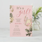 Invitation Baby shower Botanique Boho pour filles (Debout devant)