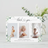 Invitation Baby shower botanique chic Photo Collage Merci (Debout devant)