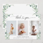 Invitation Baby shower botanique chic Photo Collage Merci (Devant / Derrière)