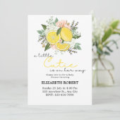 Invitation Baby shower botanique Citrus citron (Debout devant)
