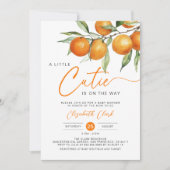 Invitation Baby shower Botanique Citrus Orange Little Cutie (Devant)