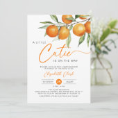 Invitation Baby shower Botanique Citrus Orange Little Cutie (Debout devant)