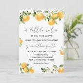 Invitation Baby shower Botanique Citrus Orange Little Cutie (Debout devant)
