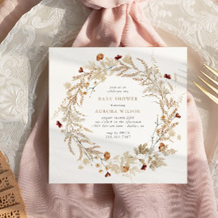 Invitation Baby shower botanique d'automne rustique