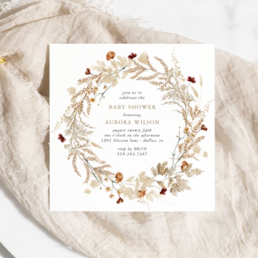 Invitation Baby shower botanique d'automne rustique