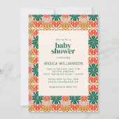 Invitation Baby shower botanique de Noël rose rouge (Devant)