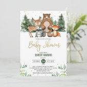 Invitation Baby shower botanique des animaux de la forêt bota (Debout devant)