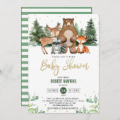 Invitation Baby shower botanique des animaux de la forêt bota (Devant / Derrière)