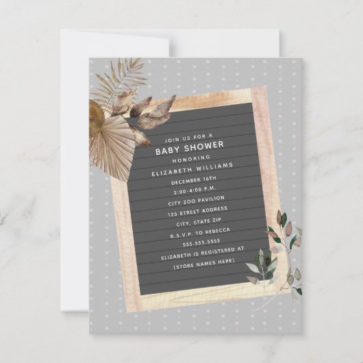 Invitation Baby shower botanique en carton (Devant)