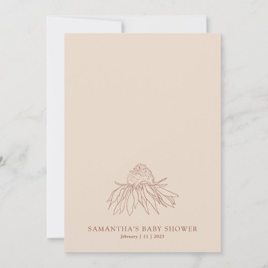 Invitation Baby shower botanique en coton de terre cuite (Dos)