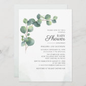 Invitation Baby shower Botanique Eucalyptus Foliage Couples (Devant / Derrière)