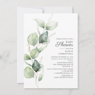 Invitation Baby Shower Botanique Eucalyptus Succulent Élégant