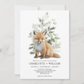 Invitation Baby shower botanique Feuille moderne Fox Sage Gre (Devant)