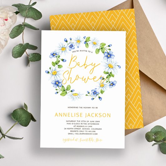 Invitation baby shower botanique fleur sauvage