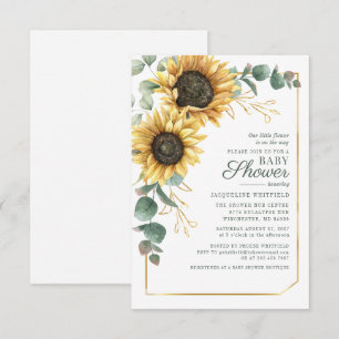 Invitation Baby shower botanique floral de tournesol Eucalypt