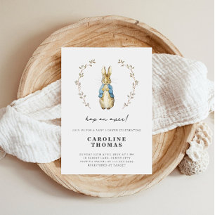Invitation Baby Shower Botanique Lapin Vintage