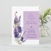 Invitation Baby shower Botanique Lavande Florale Violet (Debout devant)