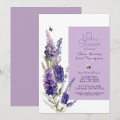 Invitation Baby shower Botanique Lavande Florale Violet (Devant / Derrière)