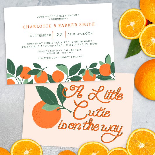 Invitation Baby shower botanique Little Cutie Citrus