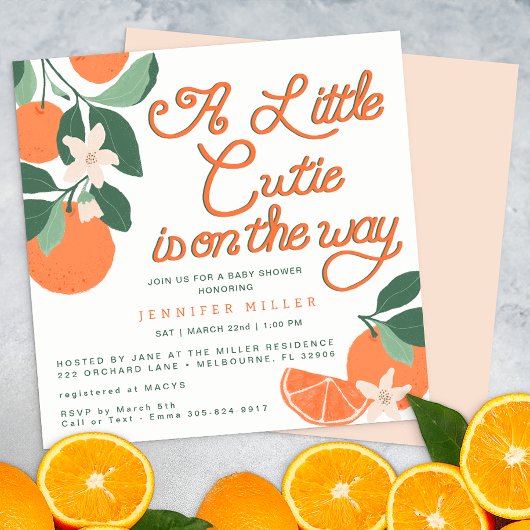 Invitation Baby shower botanique Little Cutie Citrus
