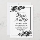 Invitation Baby shower botanique noir moderne Brunch (Devant)