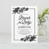 Invitation Baby shower botanique noir moderne Brunch (Debout devant)
