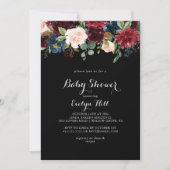 Invitation Baby shower botanique noir rustique (Devant)