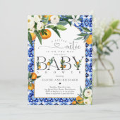 Invitation Baby shower botanique orange de Little Cutie Citru (Debout devant)