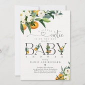 Invitation Baby shower botanique orange de Little Cutie Citru (Devant)