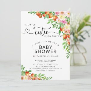 Invitation Baby shower botanique orange de Little Cutie Citru