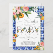 Invitation Baby shower botanique orange de Little Cutie Citru (Devant)