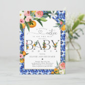 Invitation Baby shower botanique orange de Little Cutie Citru (Debout devant)