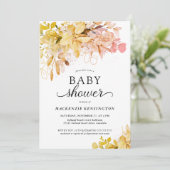 Invitation Baby shower botanique Orange Terracotta Burnt Auto (Debout devant)