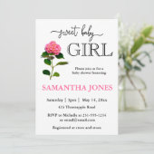 Invitation Baby shower botanique romantique rose (Debout devant)