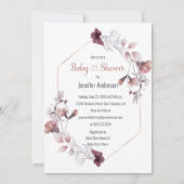 Invitation Baby shower botanique rose mauve (Devant)