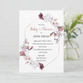 Invitation Baby shower botanique rose mauve (Debout devant)