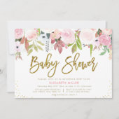 Invitation Baby shower botanique rose pâle (Devant)