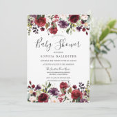 Invitation Baby shower botanique rouge de Bourgogne (Debout devant)