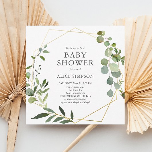 Invitation Baby shower botanique rustique