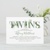 Invitation Baby shower botanique Tropical de verdure Twins (Debout devant)
