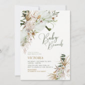 Invitation Baby shower botanique vert et or Boho Brunch (Devant)