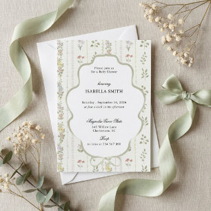 Invitation Baby-Shower Botanique Vintage