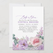Invitation Baby shower botanique violet et rose floral boho (Devant)